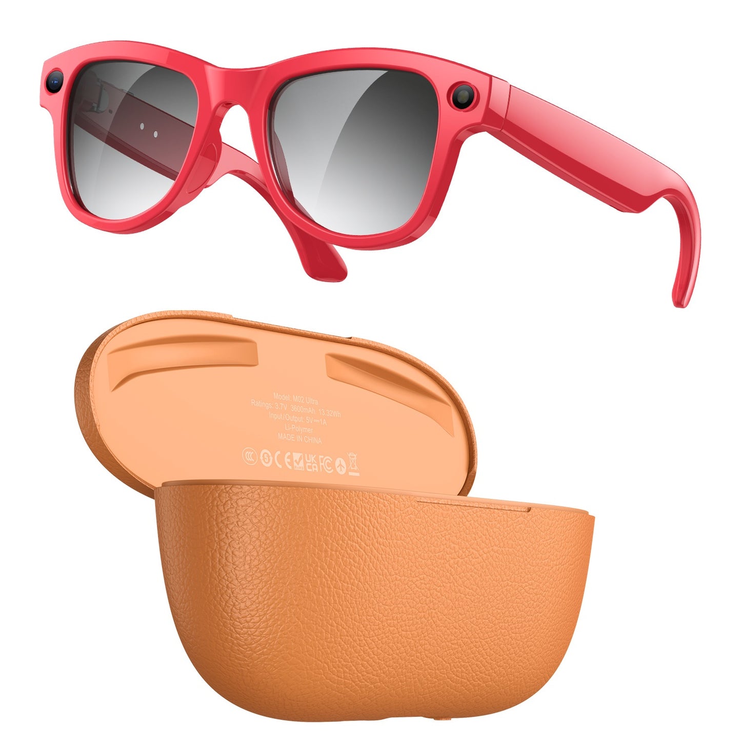 Brown frames AI Smart Glasses with Ultra HD 8MP Camera and Interchangeable Photochromic Lens with its Brown Magnetic Charging Case